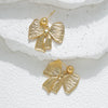 Ribbon Bow Drape Earrings Stainless Steel Gold Plated