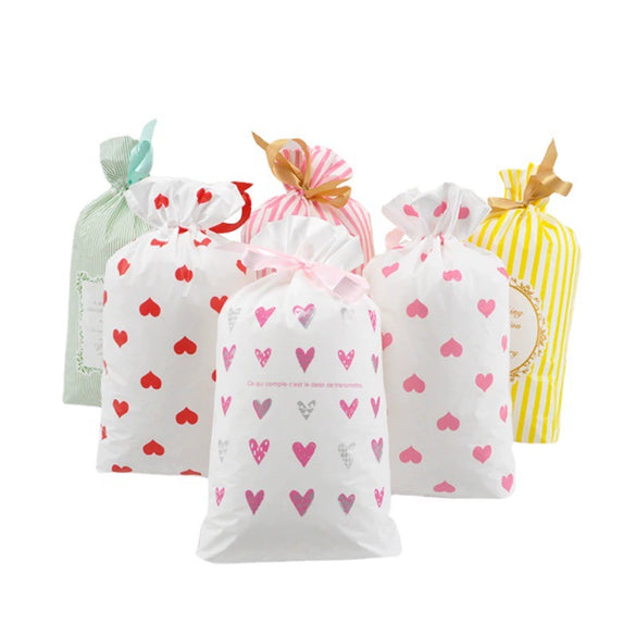 Ribbon Drawstring Gift Bag For Christmas And New Year Packaging Candy Paper Bag Biscuit Bundle Pocket Made Of Pe With Gravure Printing Craft For Casual Use