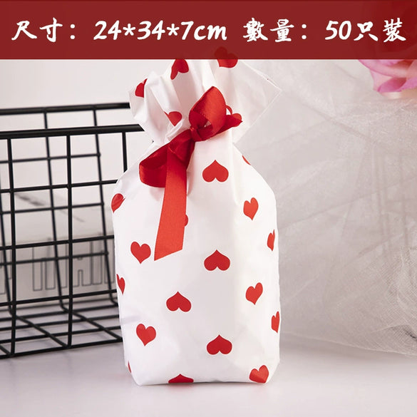 Ribbon Drawstring Gift Bag For Christmas And New Year Packaging Candy Paper Bag Biscuit Bundle Pocket Made Of Pe With Gravure Printing Craft For Casual Use