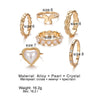 Ring Alloy Heart Retro Butterfly Pearl Joint Electroplating Unisex Set