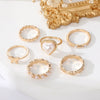 Ring Alloy Heart Retro Butterfly Pearl Joint Electroplating Unisex Set