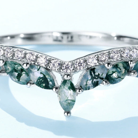 Ring And Bracelet Aqua Agate Stone Geometric Style S925 Silver