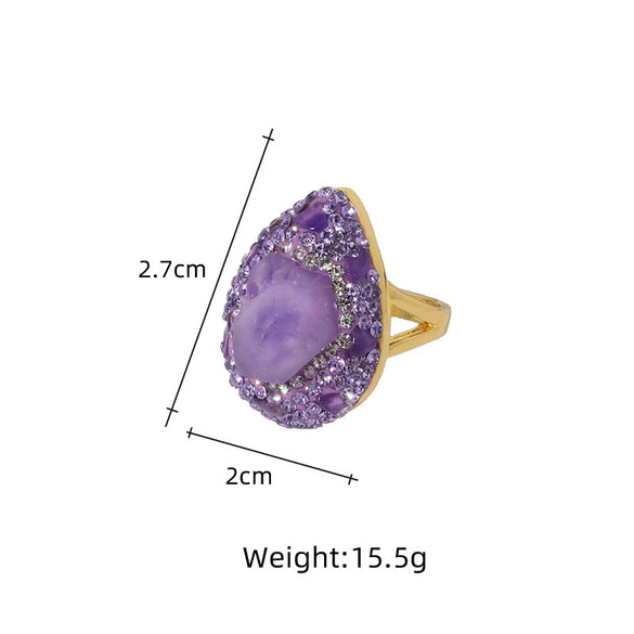 Ring Artificial Crystal Geometric Minimalist Electroplating Jewelry Accessories