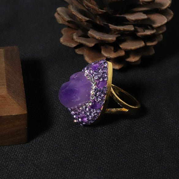 Ring Artificial Crystal Geometric Minimalist Electroplating Jewelry Accessories