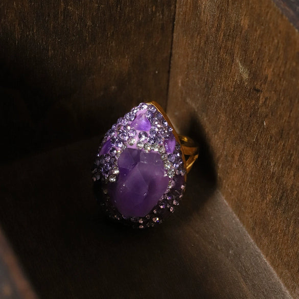 Ring Artificial Crystal Geometric Minimalist Electroplating Jewelry Accessories