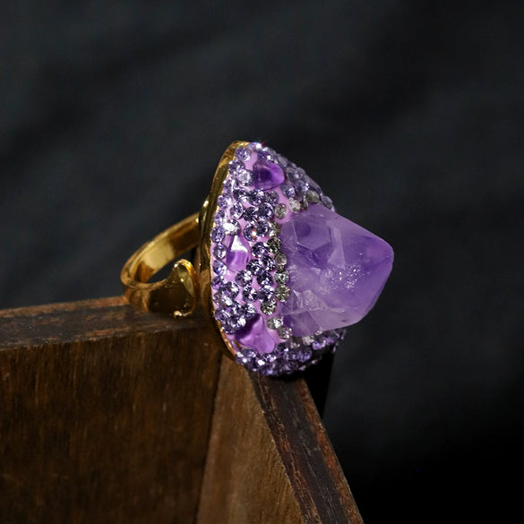 Ring Artificial Crystal Geometric Minimalist Electroplating Jewelry Accessories
