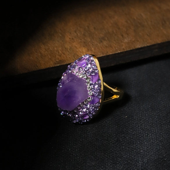 Ring Artificial Crystal Geometric Minimalist Electroplating Jewelry Accessories