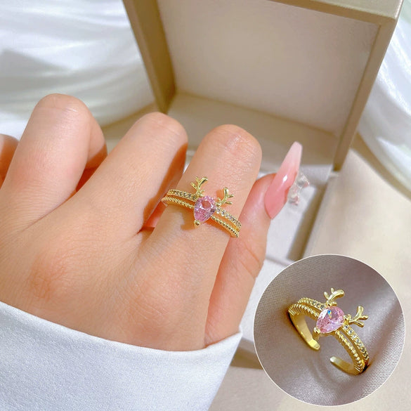 Ring Brass Geometric Crown Cartoon Style Real Gold Electroplated