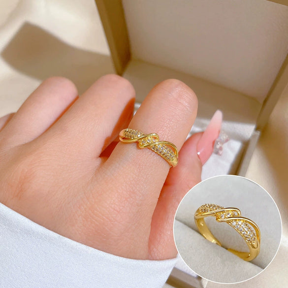 Ring Brass Geometric Crown Cartoon Style Real Gold Electroplated