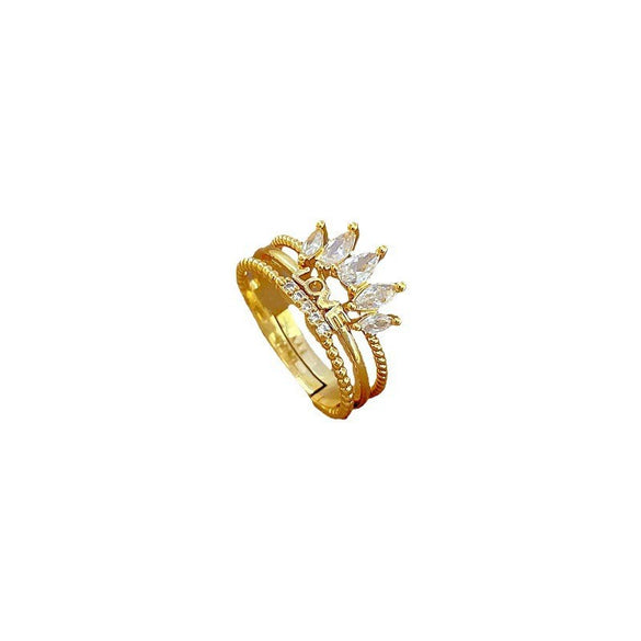 Ring Brass Geometric Crown Cartoon Style Real Gold Electroplated