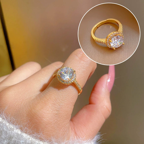 Ring Brass Geometric Crown Cartoon Style Real Gold Electroplated