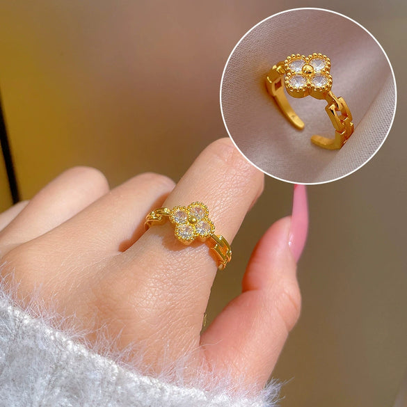 Ring Brass Geometric Crown Cartoon Style Real Gold Electroplated