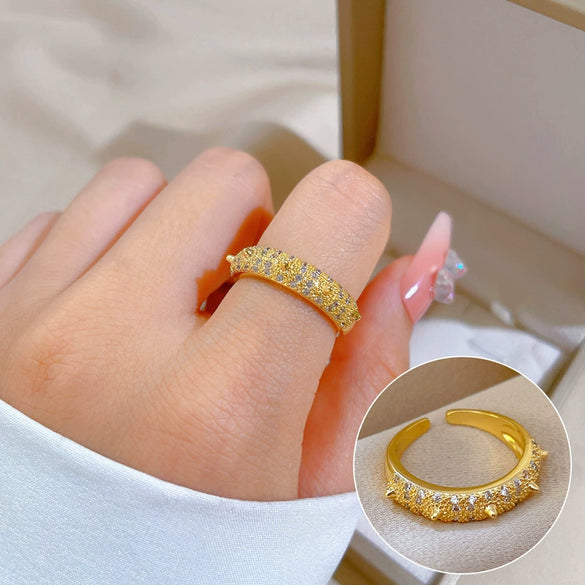 Ring Brass Geometric Crown Cartoon Style Real Gold Electroplated