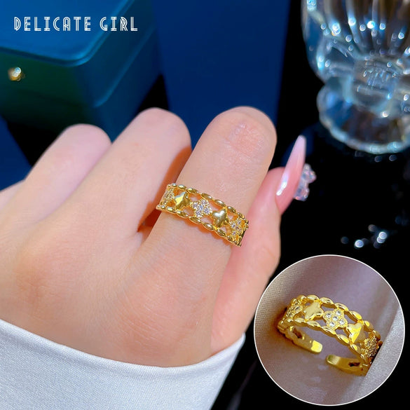 Ring Brass Geometric Crown Cartoon Style Real Gold Electroplated