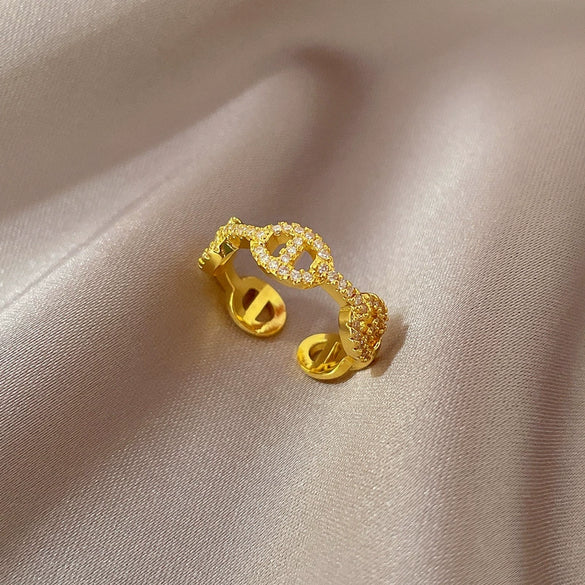Ring Brass Geometric Crown Cartoon Style Real Gold Electroplated