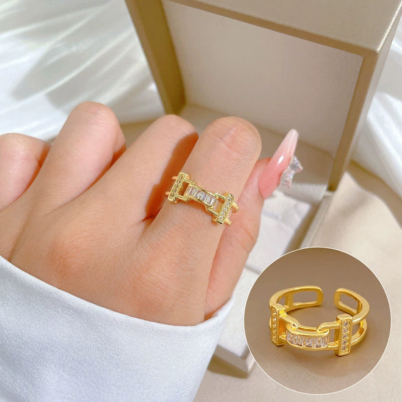 Ring Brass Geometric Crown Cartoon Style Real Gold Electroplated