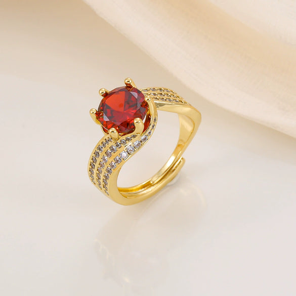 Ring Copper Geometric Style Copper Plated With Real Gold