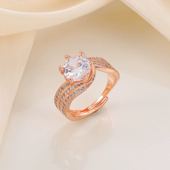 Ring Copper Geometric Style Copper Plated With Real Gold