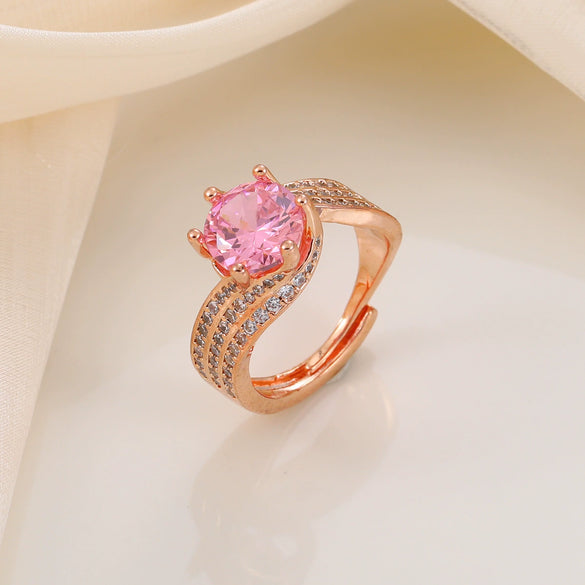 Ring Copper Geometric Style Copper Plated With Real Gold