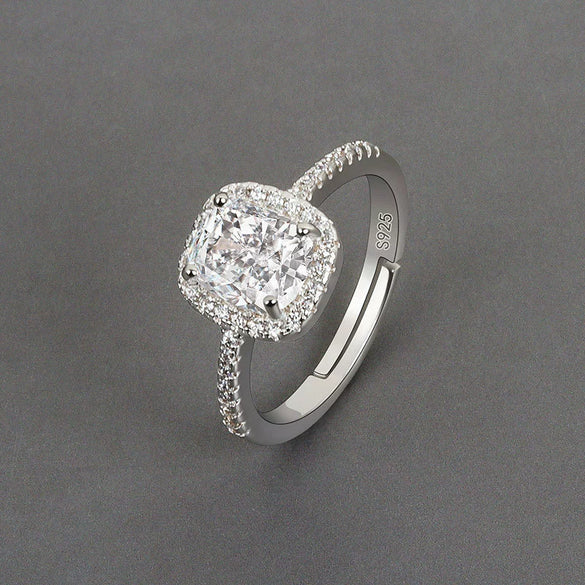 Ring Copper Inlaid Zircon Geometric Light Luxury Style Cube Sugar Design