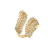 Ring Copper Inlaid Zircon Open Olive Branch Leaf Wheat Ear Style Unisex