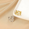 Ring Copper Microinlaid Zircon Geometric Star Ushaped Retro Electroplated For Women