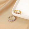 Ring Copper Microinlaid Zircon Geometric Star Ushaped Retro Electroplated For Women