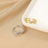 Ring Copper Microinlaid Zircon Geometric Star Ushaped Retro Electroplated For Women