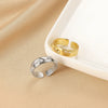 Ring Copper Microinlaid Zircon Geometric Star Ushaped Retro Electroplated For Women