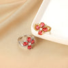 Ring Copper Microinlaid Zircon Geometric Star Ushaped Retro Electroplated For Women