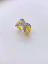 Ring Copper Plated Gold Diamond Zircon Geometric Fashion Design Electroplated