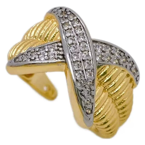 Ring Copper Plated Gold Diamond Zircon Geometric Fashion Design Electroplated
