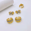 Ring Copper Plated Gold Diamond Zircon Geometric Fashion Design Electroplated