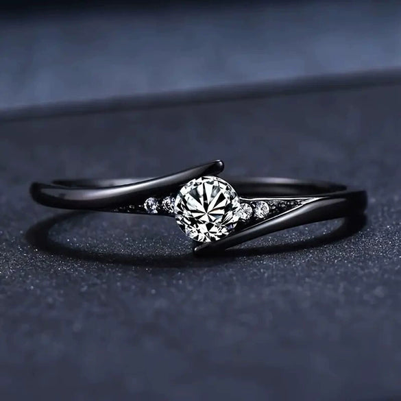 Ring Copper Zirconia Geometric Style Swing Arm Design For Women