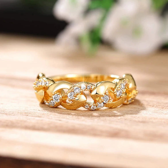 Ring Copper Zirconia Geometric Unisex Hip Hop Business Accessories