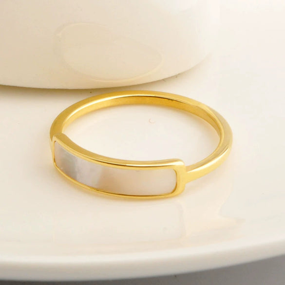 Ring Fritillary Shell Titanium Steel Electroplated Minimalist Style