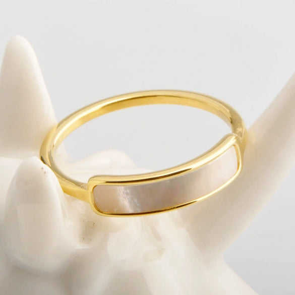 Ring Fritillary Shell Titanium Steel Electroplated Minimalist Style