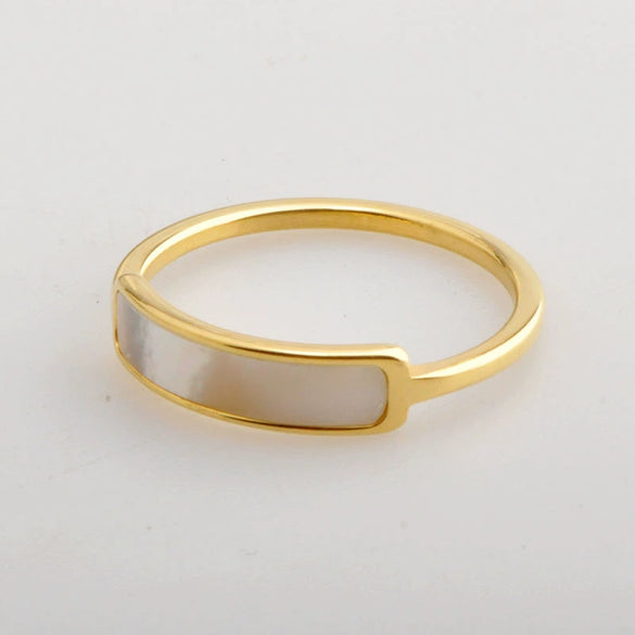 Ring Fritillary Shell Titanium Steel Electroplated Minimalist Style