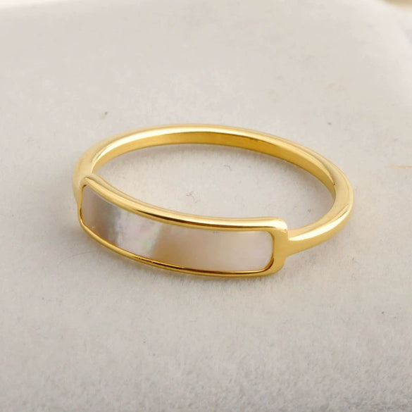 Ring Fritillary Shell Titanium Steel Electroplated Minimalist Style