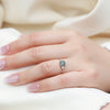 Ring Geometric Natural Green Moss Stone S925 Silver Inlaid Aquatic Agate Open Retro Style