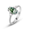 Ring Geometric Natural Green Moss Stone S925 Silver Inlaid Aquatic Agate Open Retro Style