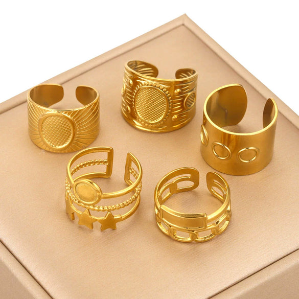 Ring Holder Stainless Steel Round Titanium Steel 18K Gold Plated Electroplating Jewelry Blank Tray