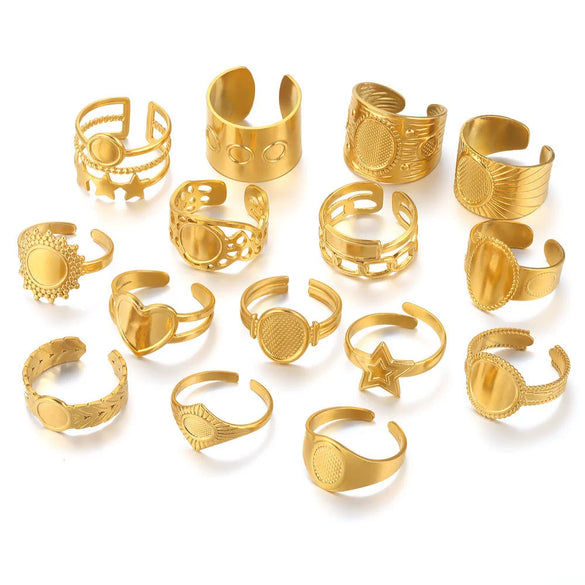 Ring Holder Stainless Steel Round Titanium Steel 18K Gold Plated Electroplating Jewelry Blank Tray