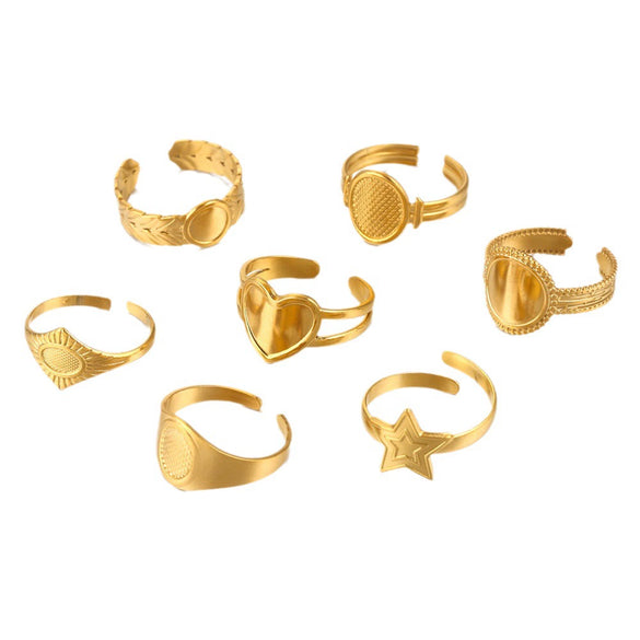 Ring Holder Stainless Steel Round Titanium Steel 18K Gold Plated Electroplating Jewelry Blank Tray