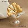 Ring Imitation Pearl Inlaid Titanium Steel Stainless Steel 18K Gold Plated Bow Design Light Luxury Style