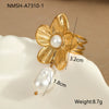 Ring Imitation Pearl Inlaid Titanium Steel Stainless Steel 18K Gold Plated Bow Design Light Luxury Style