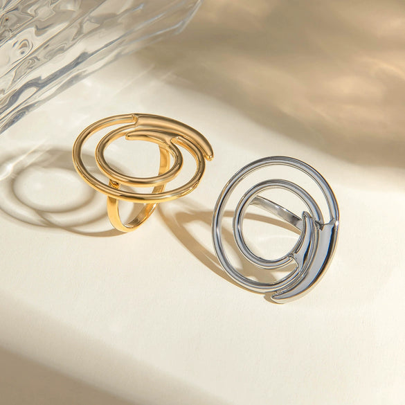 Ring Jewelry Stainless Steel Geometric Style Electroplated Irregular Thread Circle