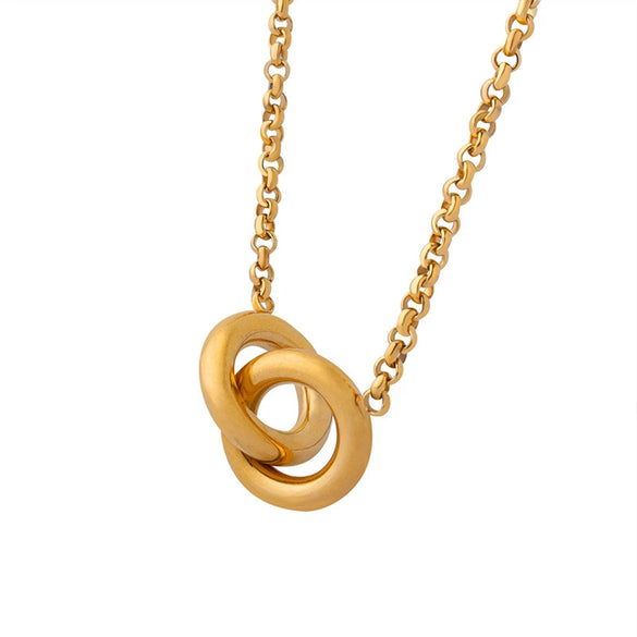 Ring Link Pendant Necklace Titanium Steel Gold Plated Geometric Design Trendy Clavicle Chain For Girlfriend