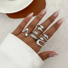 Ring Metal Geometric Electroplated Liquid Metal Pleated Irregular Cross Water Drop Hug Open Style For Women
