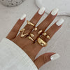 Ring Metal Geometric Electroplated Liquid Metal Pleated Irregular Cross Water Drop Hug Open Style For Women